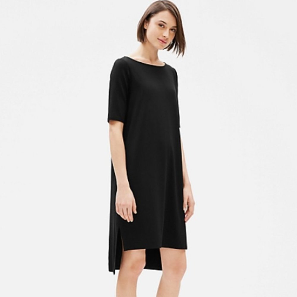 NWT Eileen Fisher Black Ballet Neck Dress